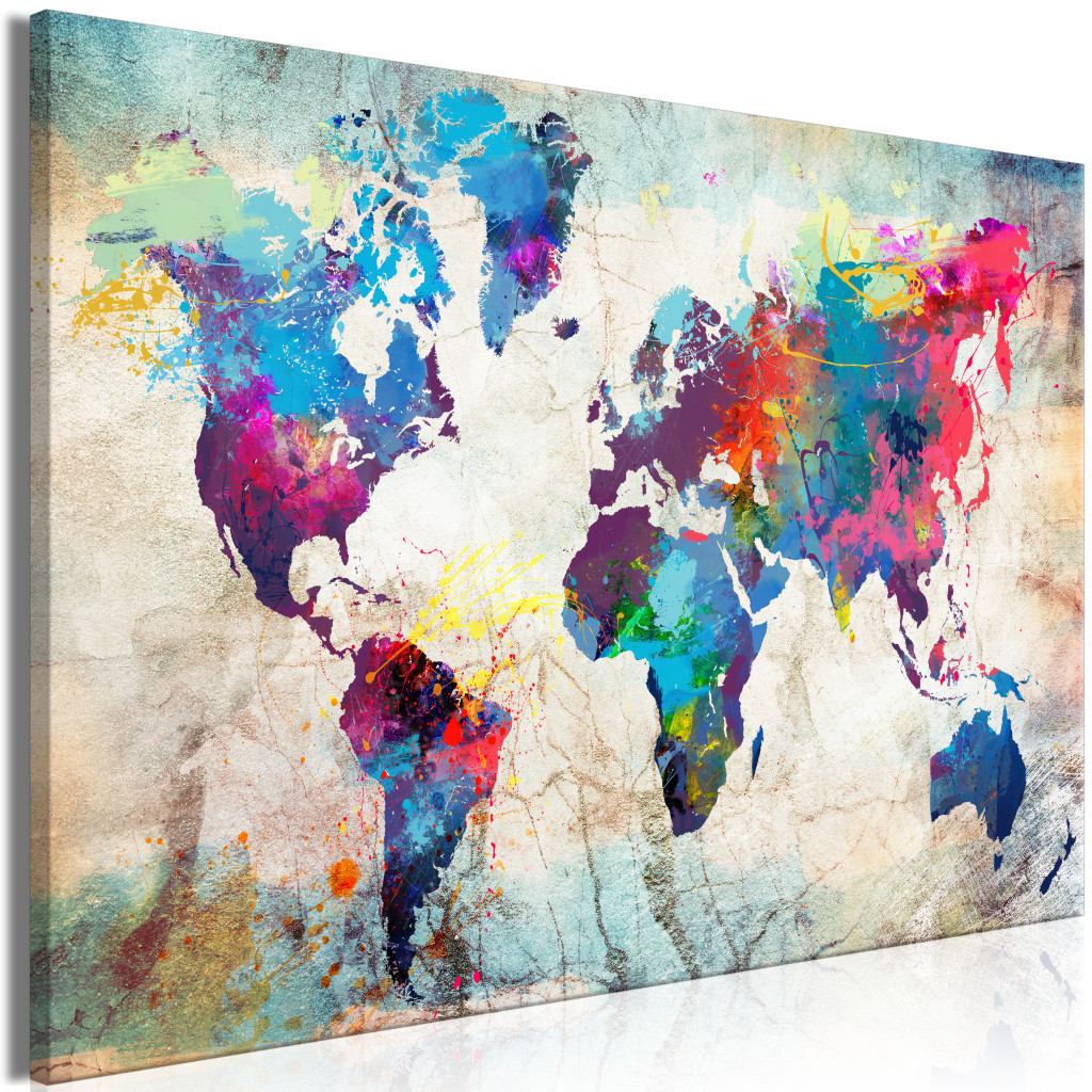 Duży Obraz XXL Mapa świata: Kolorowe Szaleństwo [Large Format]