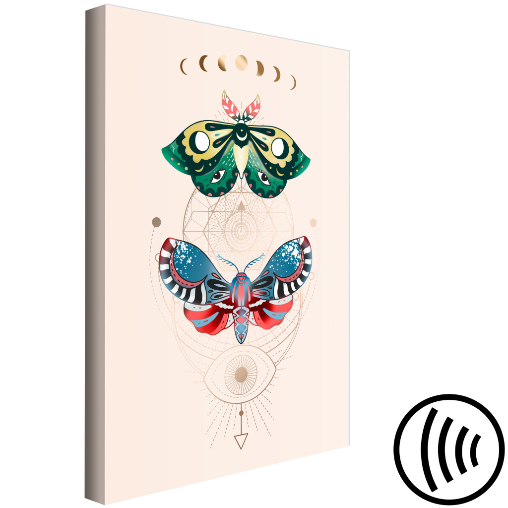 Schilderij  Insecten: Magic Insects - Colorful Moths And Geometric Esoteric Signs