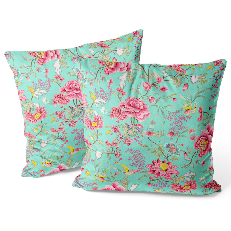 Sammets kudda Pink floral arabesque - a colourful composition of flowers 147095 additionalImage 3