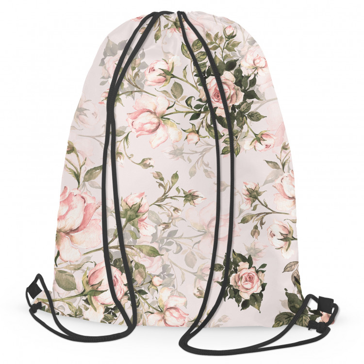 Worek plecak W różanym ogrodzie - kompozycja z kwiatami w odcieniach zieleni i różu 147695