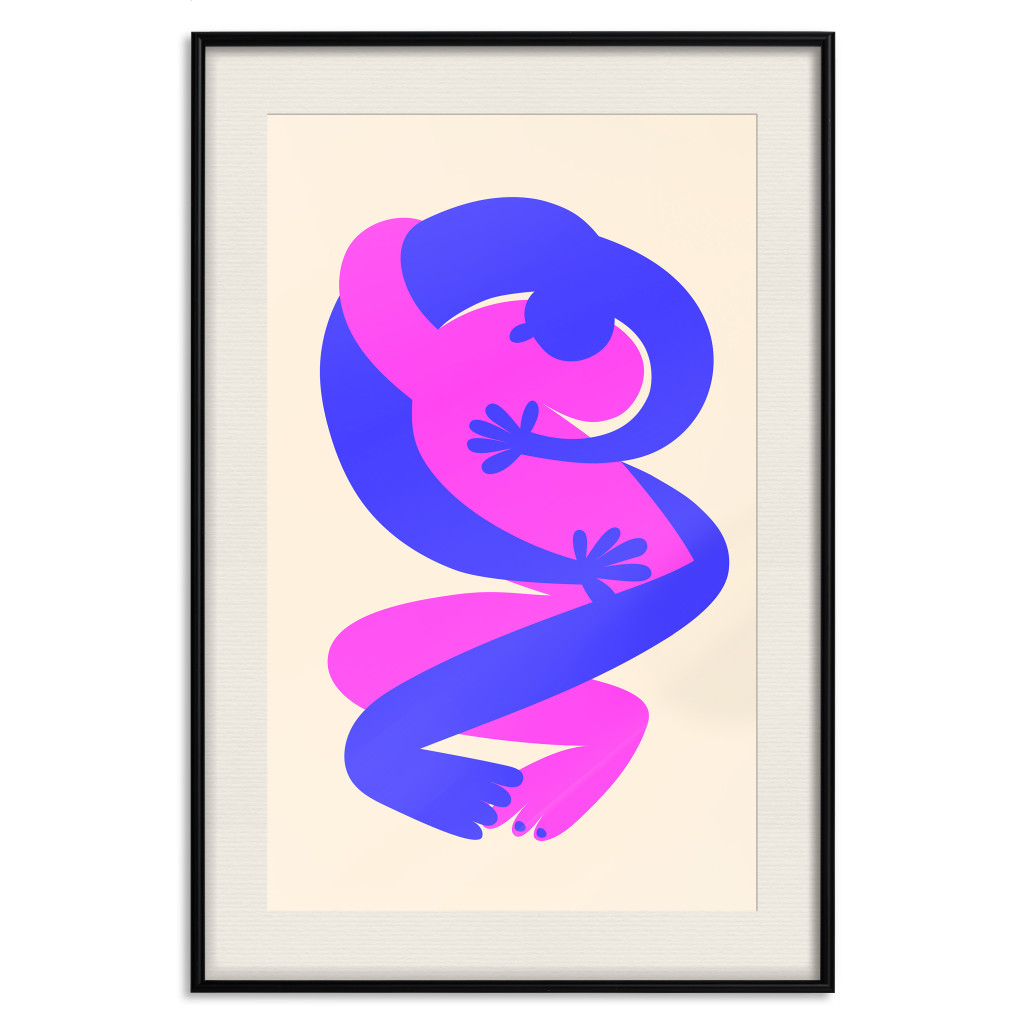Poster Decorativo Two-Color Figures - Energetic Composition Of Intertwined Silhouettes