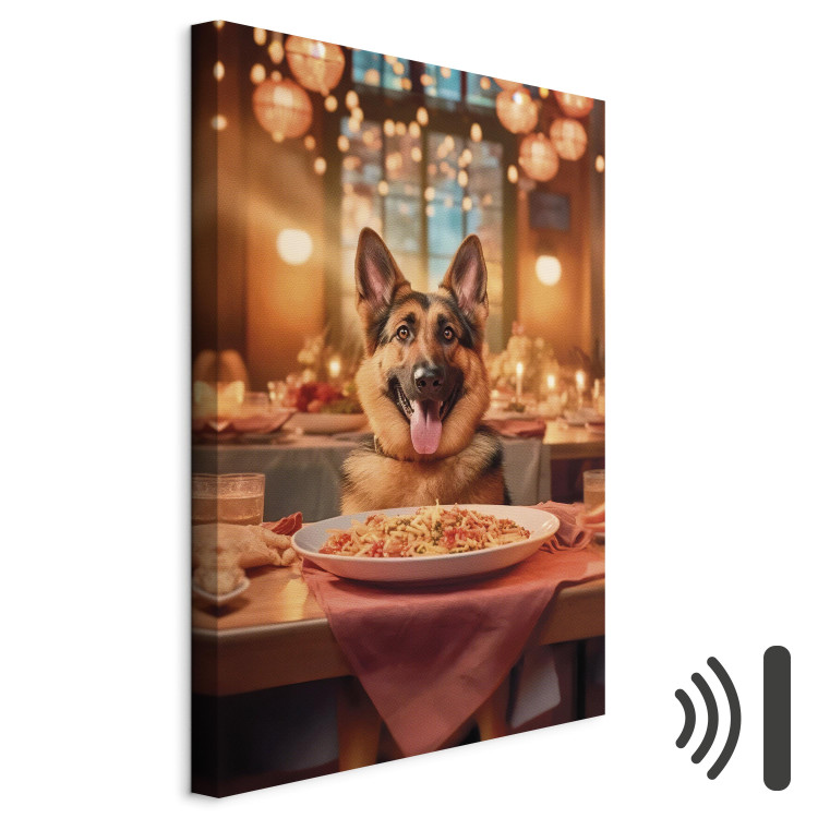 Canvas Print AI Dog German Shepherd - Animal at Dinner in Restaurant - Vertical 150295 additionalImage 8