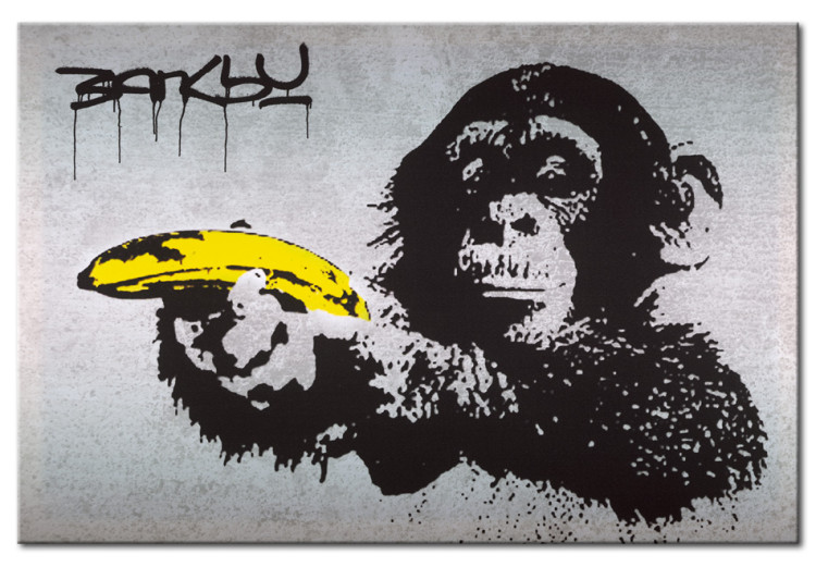 Gráfico en el vidrio acrílico Stop or the monkey will shoot! (Banksy) [Glass] 150995 additionalImage 2
