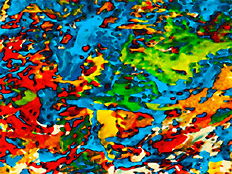 Tableau sur toile 12 singes (3 pièces) - Abstractions colorées avec texture irrégulière 48395 additionalImage 3