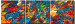 Tableau sur toile 12 singes (3 pièces) - Abstractions colorées avec texture irrégulière 48395