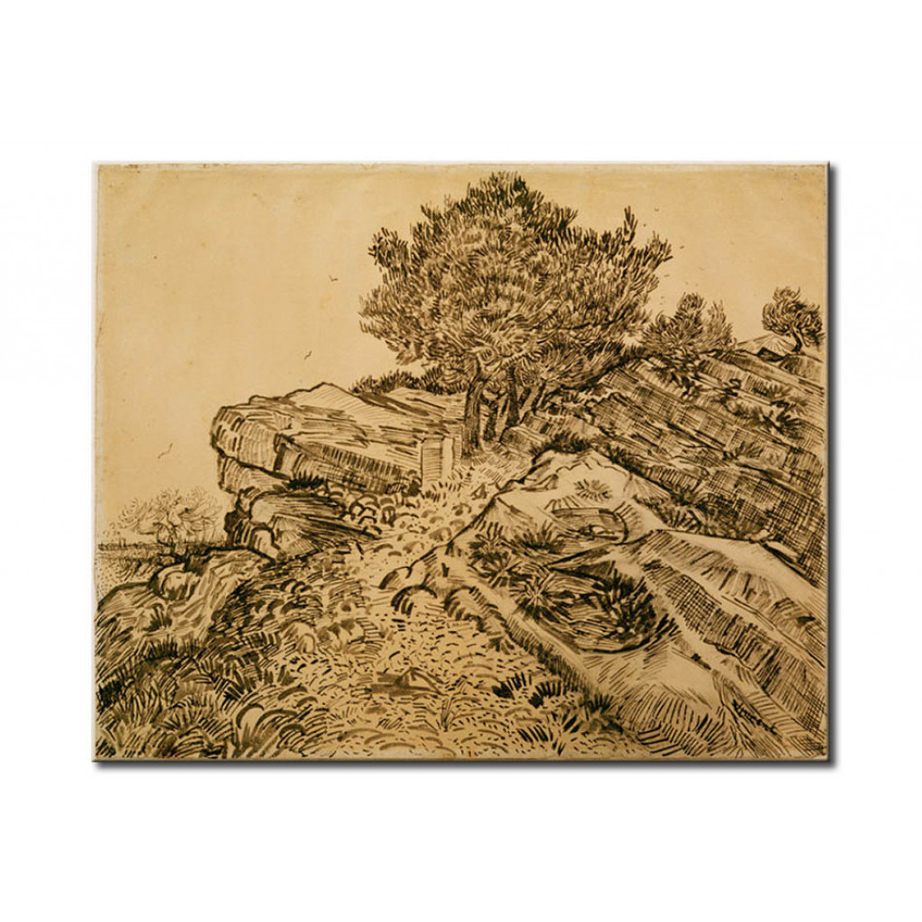 Schilderij  Vincent Van Gogh: The Rock Of Montmajour With Pine Trees