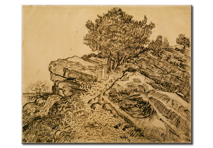 Tableau Le Rocher de Montmajour avec des pins 52395