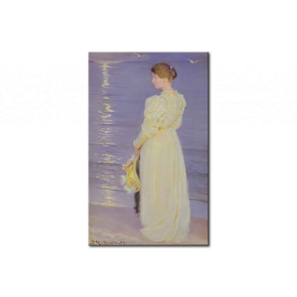 Schilderij  Peder Severin Kroyer: Woman In White On A Beach