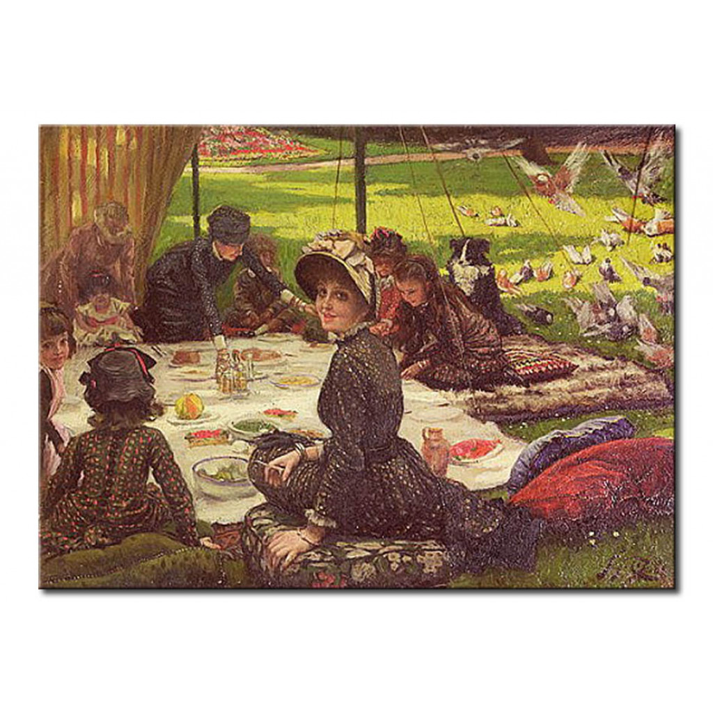 Schilderij  James Tissot: The Picnic (Dejeuner Sur L'Herbe)