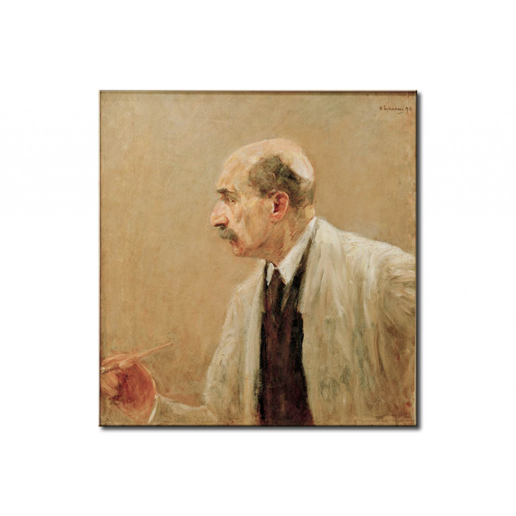 Schilderij  Max Liebermann: Selfportrait In Painter's Smock, In Profile Towards Left