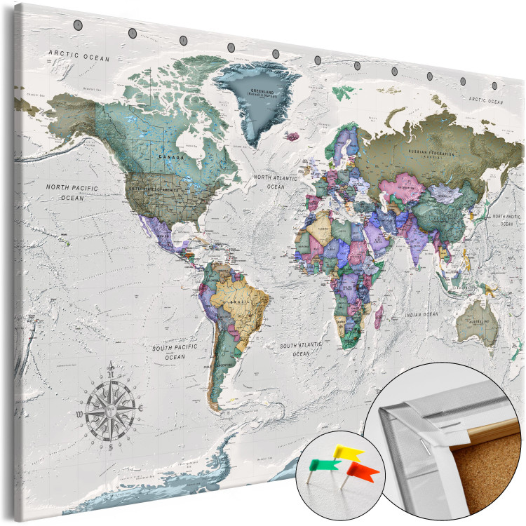 Decoratief prikbord World Destinations (1 Part) Wide [Cork Map] 107206