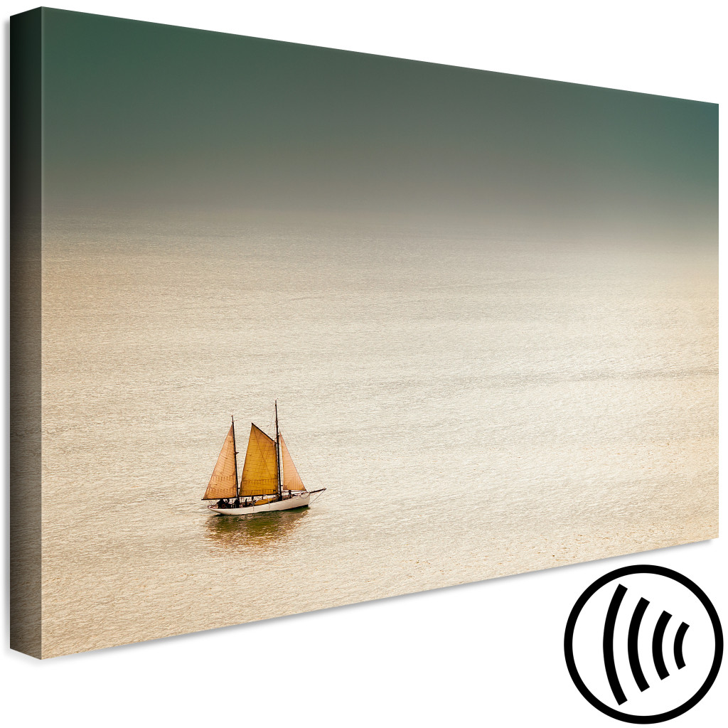 Schilderij  Zee: Eenzame Zeilboot Op De Open Zee (1-delige Serie) - Maritiem Landschap