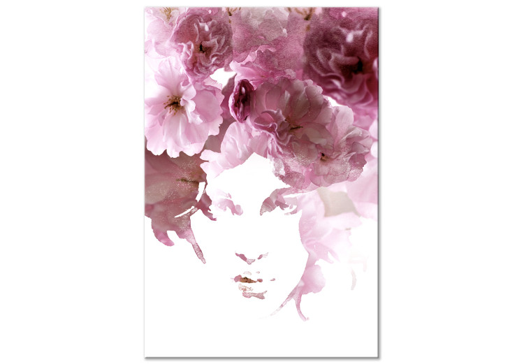 Obraz Kwiatowy portret kobiety - abstrakcyjny motyw z kobietą i kwiatami 123406