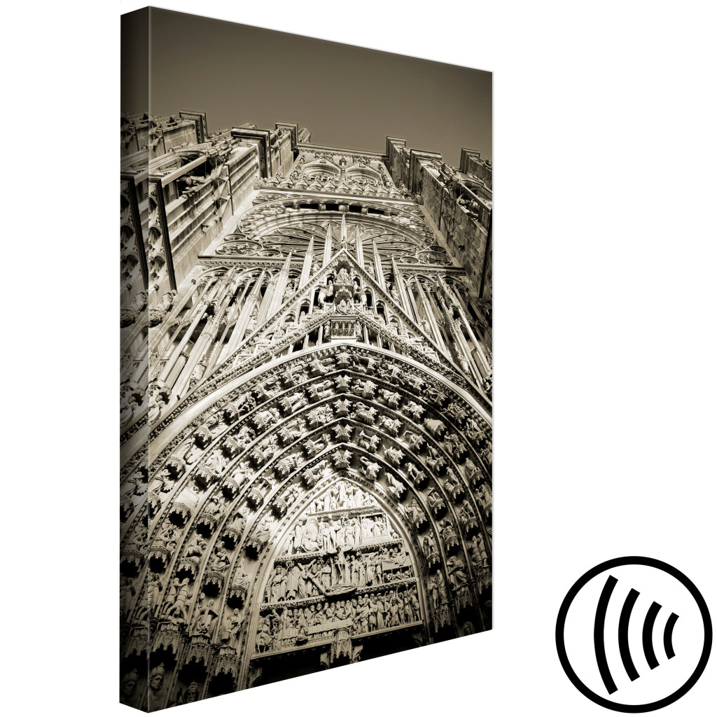 Obraz Portal Katedry Notre Dame - Czarno-białe Zdjęcie Architektury Paryża