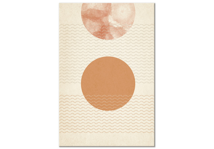 Obraz na płótnie Pomarańczowe słońce - abstrakcja w geometryczne wzory, styl japandi