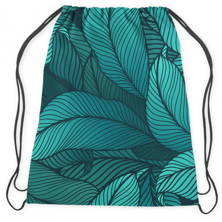 Mochila saco Leafy thickets - a graphic floral pattern in shades of sea green 147706 additionalImage 2