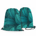 Mochila saco Leafy thickets - a graphic floral pattern in shades of sea green 147706 additionalThumb 3