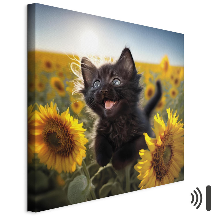Canvas AI Cat - Black Animal Dancing in a Field of Sunflowers in a Sunny Glow - Square 150106 additionalImage 8
