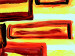 Cuadro decorativo Abstracción (3 piezas) - fantasía naranja con patrón geométrico 47906 additionalThumb 2