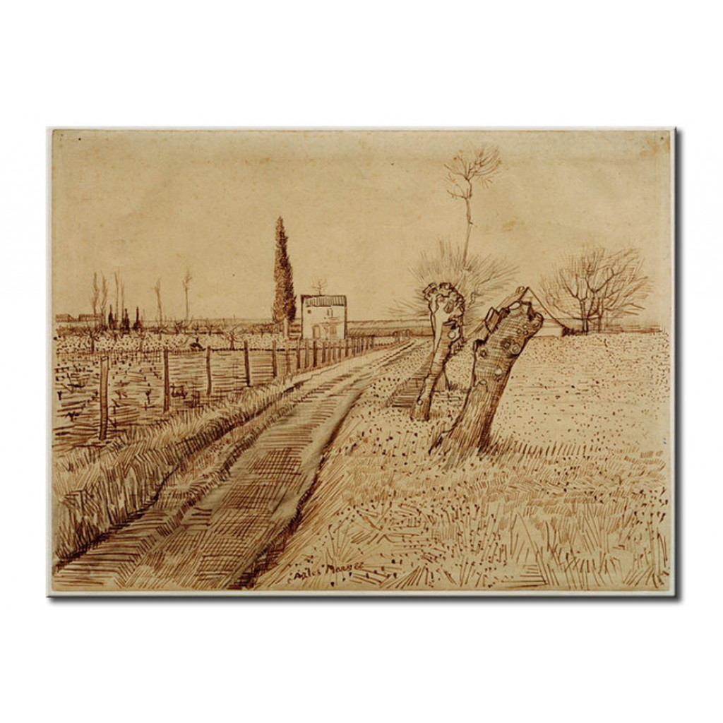 Reprodução Da Pintura Famosa Landscape With Path And Pollard Trees