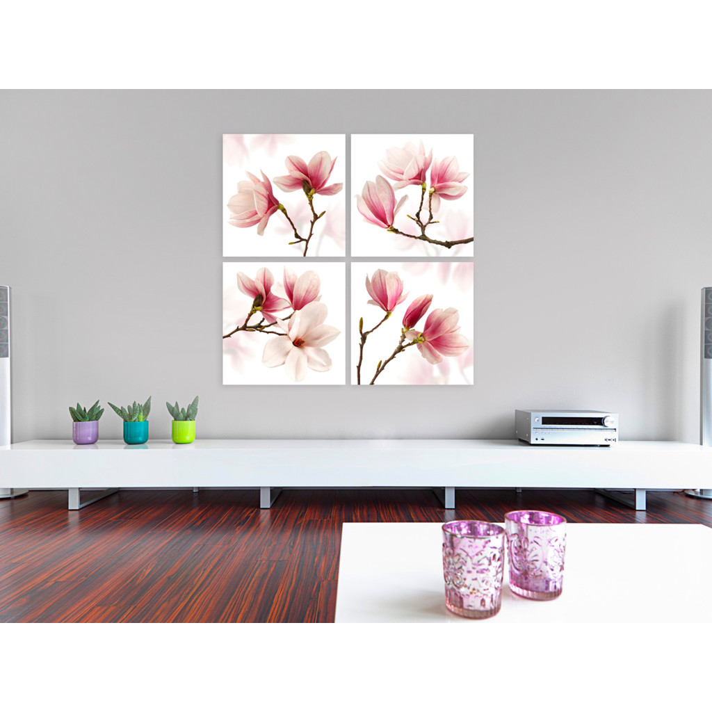 Schilderij  Magnolias: Romantic Pink