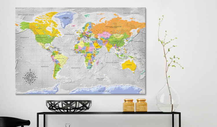 Decoratief prikbord World Map: Wind Rose [Cork Map - German Text] 105616 additionalImage 3