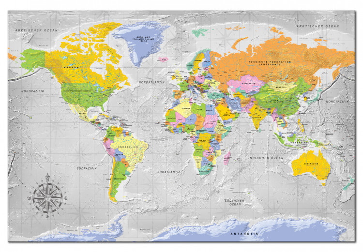 Decoratief prikbord World Map: Wind Rose [Cork Map - German Text] 105616 additionalImage 2