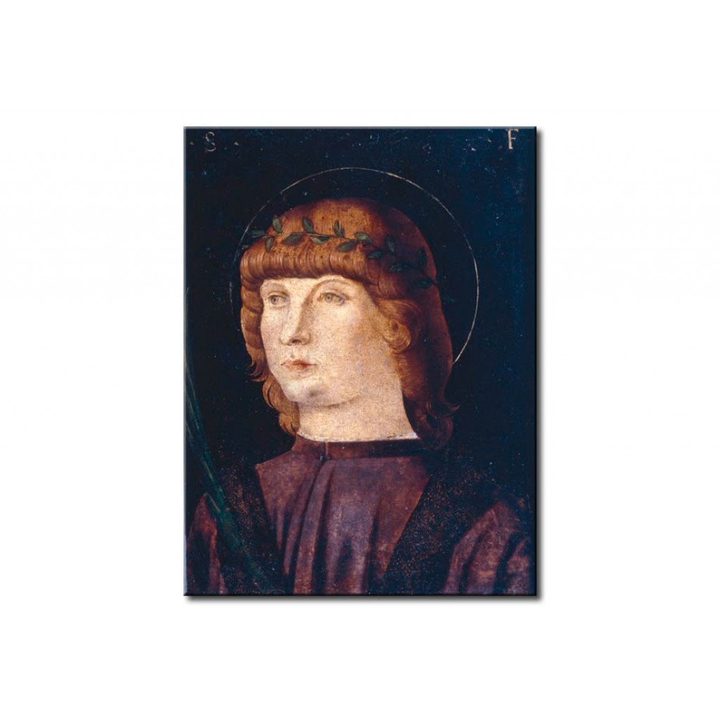 Schilderij  Giovanni Bellini: Unknown Young Saint Wearing A Laurel Wreath