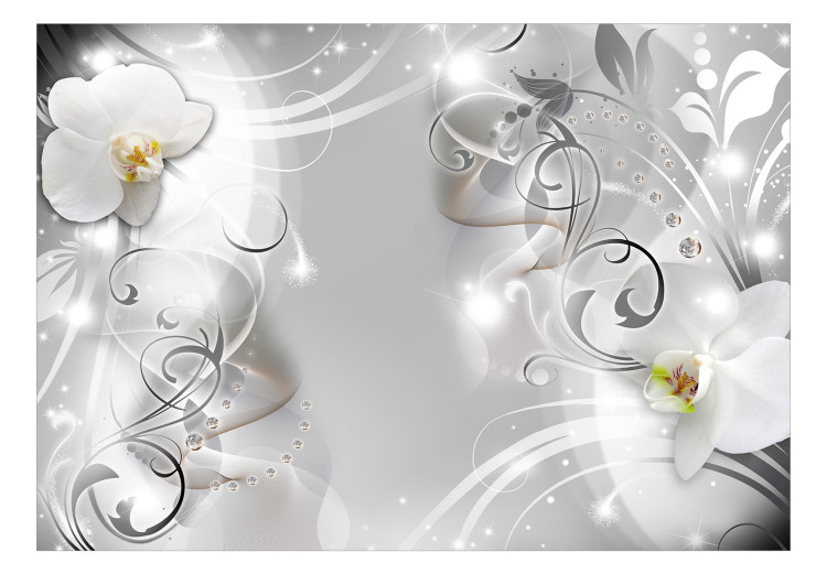 Fototapete Blumenmotiv - Abstraktion mit weißen Orchideen auf grauem Hintergrund 127116 additionalImage 1