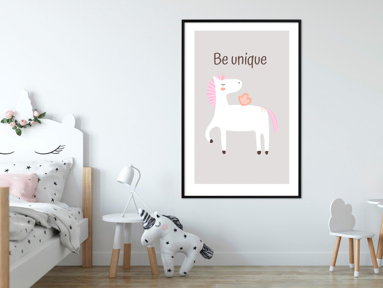 Wall Poster Be Unique - Cheerful Unicorn and a Motivating Slogan for Kids 146616 additionalImage 16