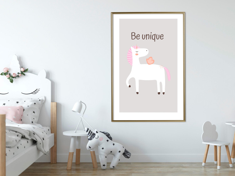 Wall Poster Be Unique - Cheerful Unicorn and a Motivating Slogan for Kids 146616 additionalImage 20