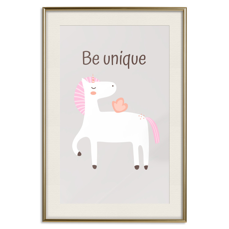 Wall Poster Be Unique - Cheerful Unicorn and a Motivating Slogan for Kids 146616 additionalImage 27