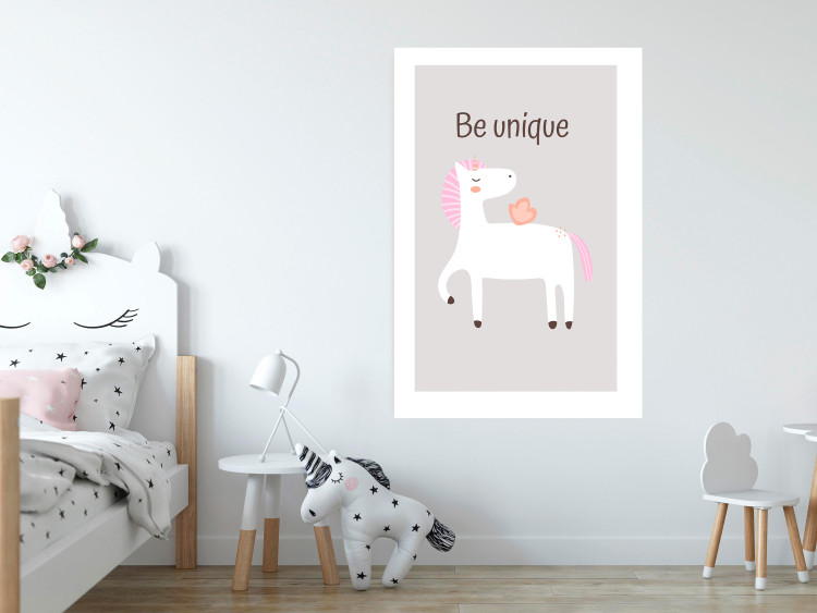 Wall Poster Be Unique - Cheerful Unicorn and a Motivating Slogan for Kids 146616 additionalImage 11