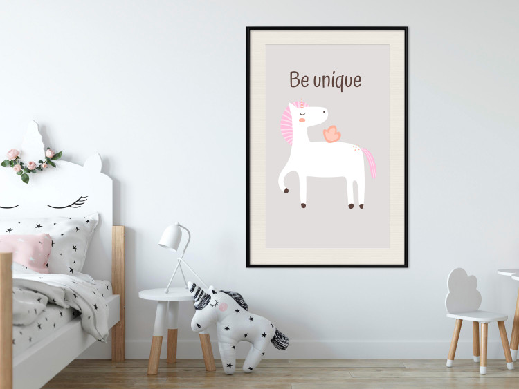 Wall Poster Be Unique - Cheerful Unicorn and a Motivating Slogan for Kids 146616 additionalImage 18