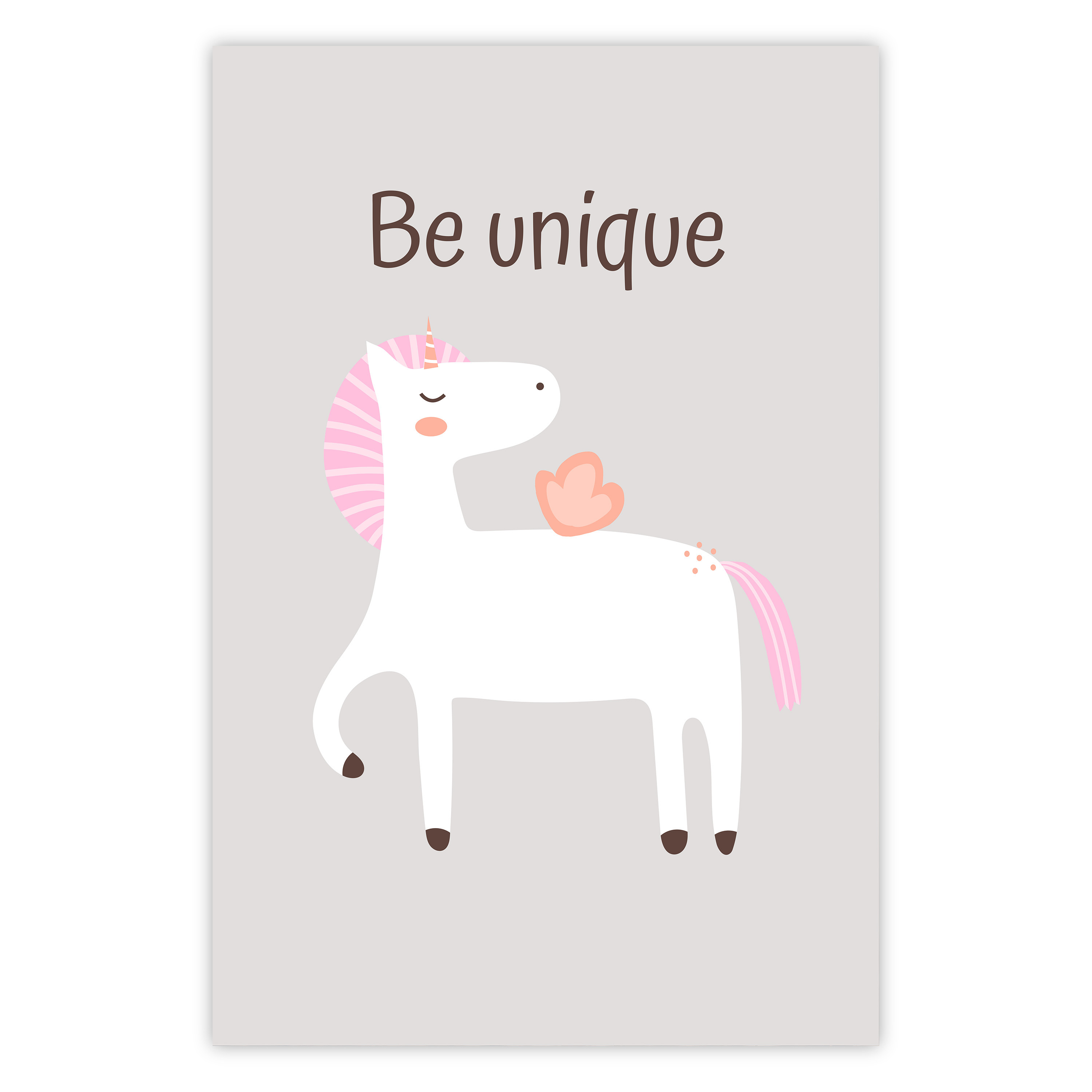 Wandposter Be Unique - Cheerful Unicorn and a Motivating Slogan for Kids -  Poster