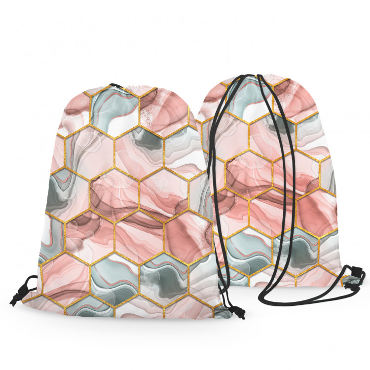 Backpack Plant hexagons - motif in shades of gold, green and red 147616 additionalImage 2