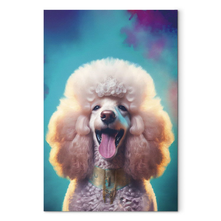 Canvastavla AI Fredy the Poodle Dog - Joyful Animal in a Candy Frame - Vertical 150216