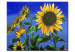 Tableau sur toile Nature estivale (1 pièce) - Imposants tournesols sur fond bleu 48616