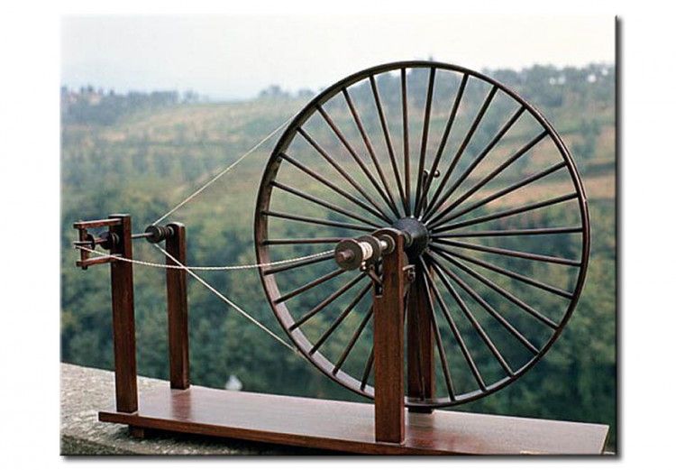 Reprodução da pintura famosa Model of a spinning machine from one of Leonardo's drawings 52016