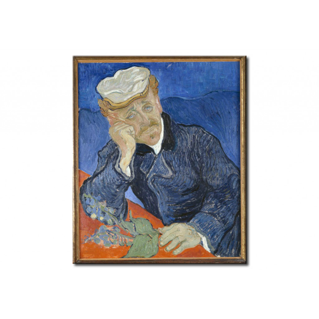 Schilderij  Vincent Van Gogh: Portrait Of Dr Gachet Holding Branch Of Foxglove