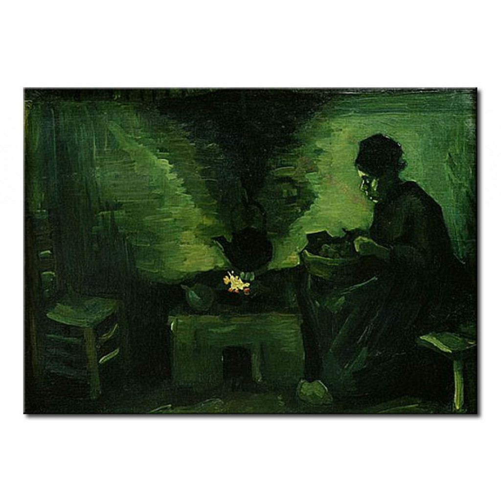 Canvastavla Peasant Woman By The Hearth