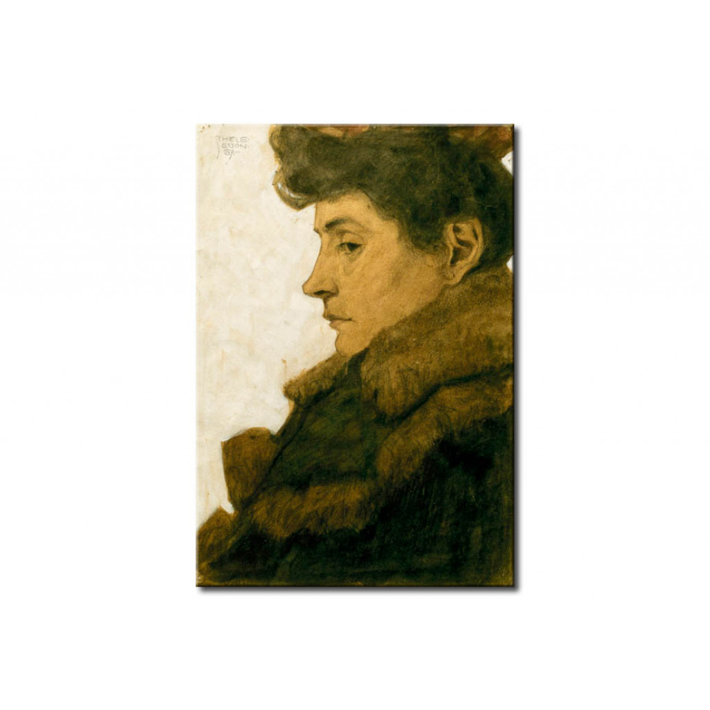 Schilderij  Egon Schiele: Marie Schiele With Fur Collar