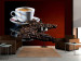 Wall Mural Coffee - Subtle Motif of Black Coffee in a White Cup on a Dark Background 60216