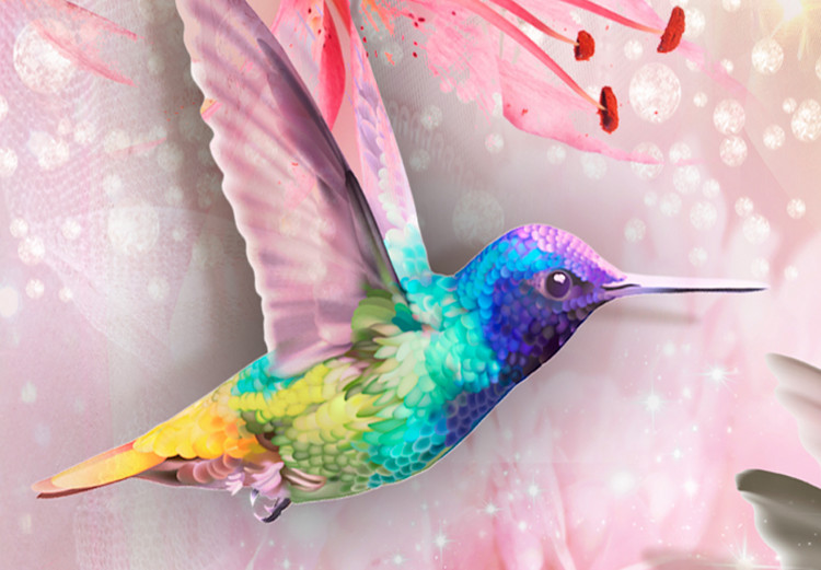 Bild auf Leinwand Colourful Hummingbirds (5 Parts) Wide Pink 108026 additionalImage 4