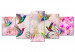 Bild auf Leinwand Colourful Hummingbirds (5 Parts) Wide Pink 108026