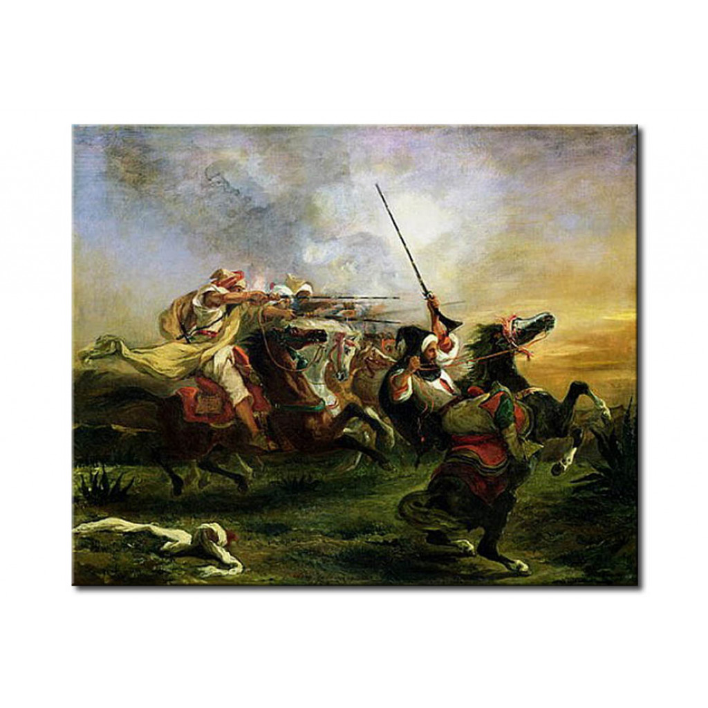 Schilderij  Eugène Delacroix: Moroccan Horsemen In Military Action