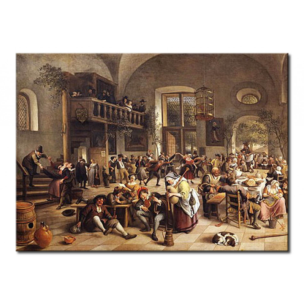 Schilderij  Jan Steen: Feast In An Inn