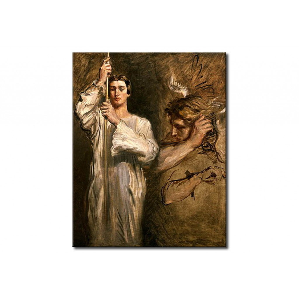 Schilderij  Théodore Chassériau: Young Man Holding A Cross