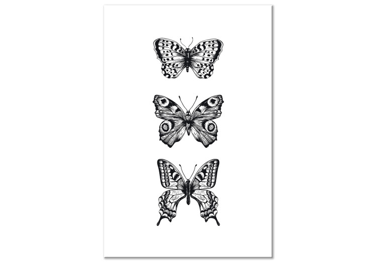 Canvastavla Three Butterflies (1 Part) Vertical