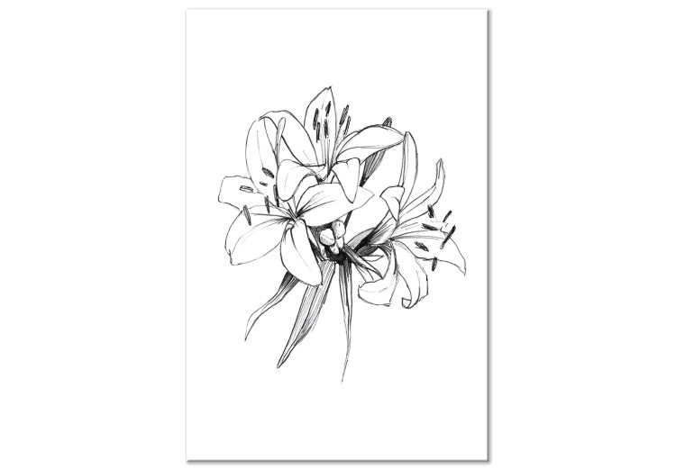 Canvas Black and white flowers - abstract, delicate nature